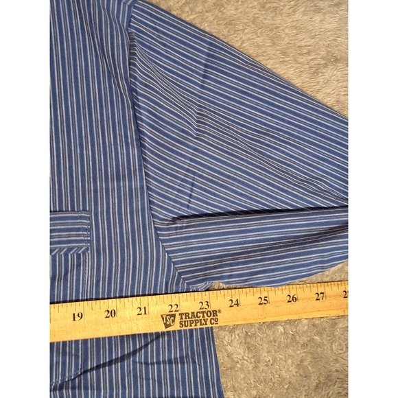 Stafford Essentials Sleepwear Mens Blue Striped Pajama Top Classic Fit Medium - Picture 6 of 9